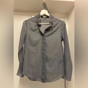 Cos wool blend gray semi sheer button down shirt blouse size 6